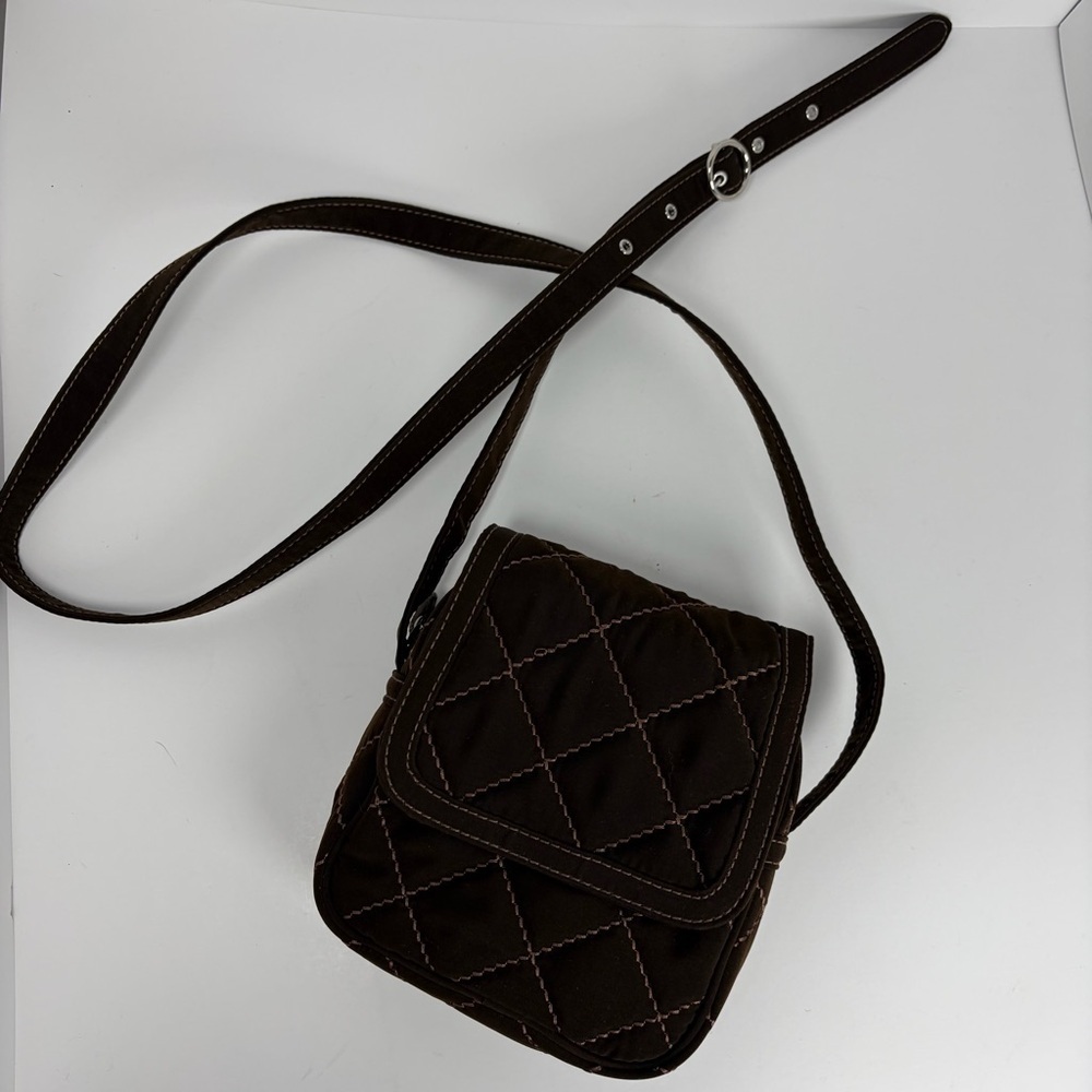 Vera Bradley Brown Quilted Small Crossbody Bag Flap Style